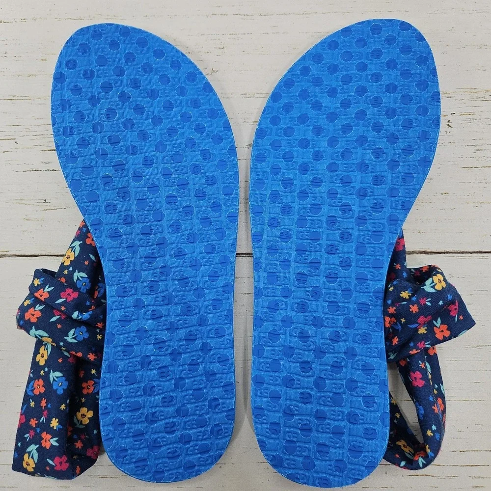 Sanuk Yoga Sling Burst Girls Youth Sandal Size 6-7 Blue Floral Flip Flop 1093851